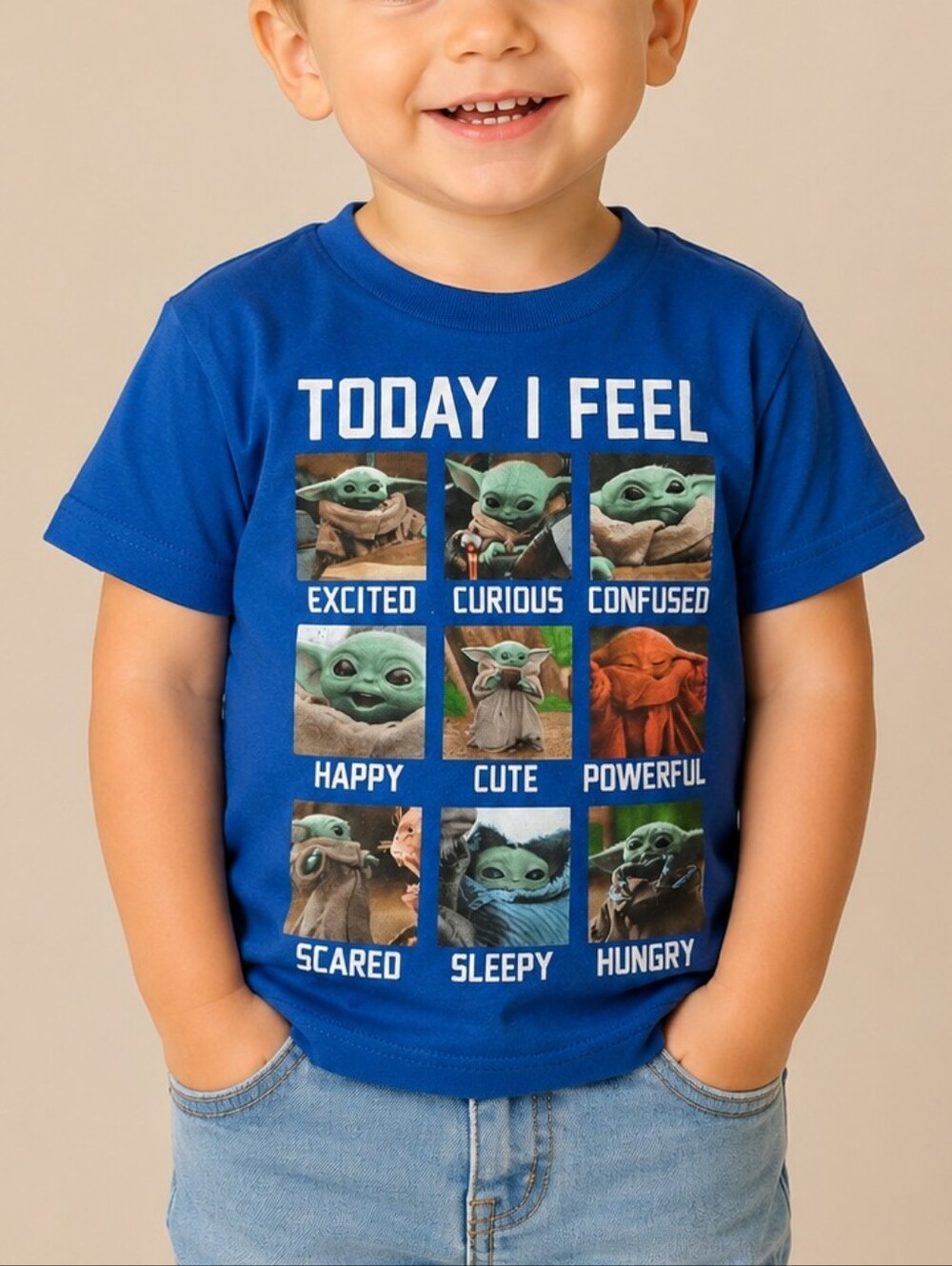 Star Wars Grogu Blue XS 4/5T Today I Feel Tee Baby Yoda Mandalorian Pop Culture